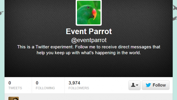 أطلق الموقع على الحساب الجديد اسم "ببغاء الأحداث" (Event Parrot).